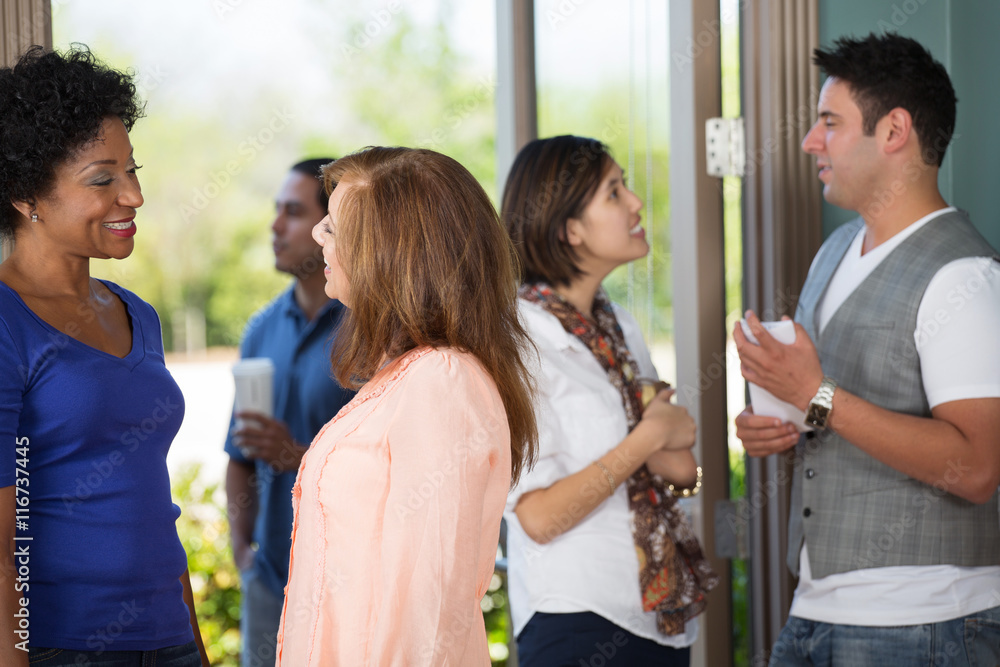 Diverse group of people at a community center. Meet and greet.